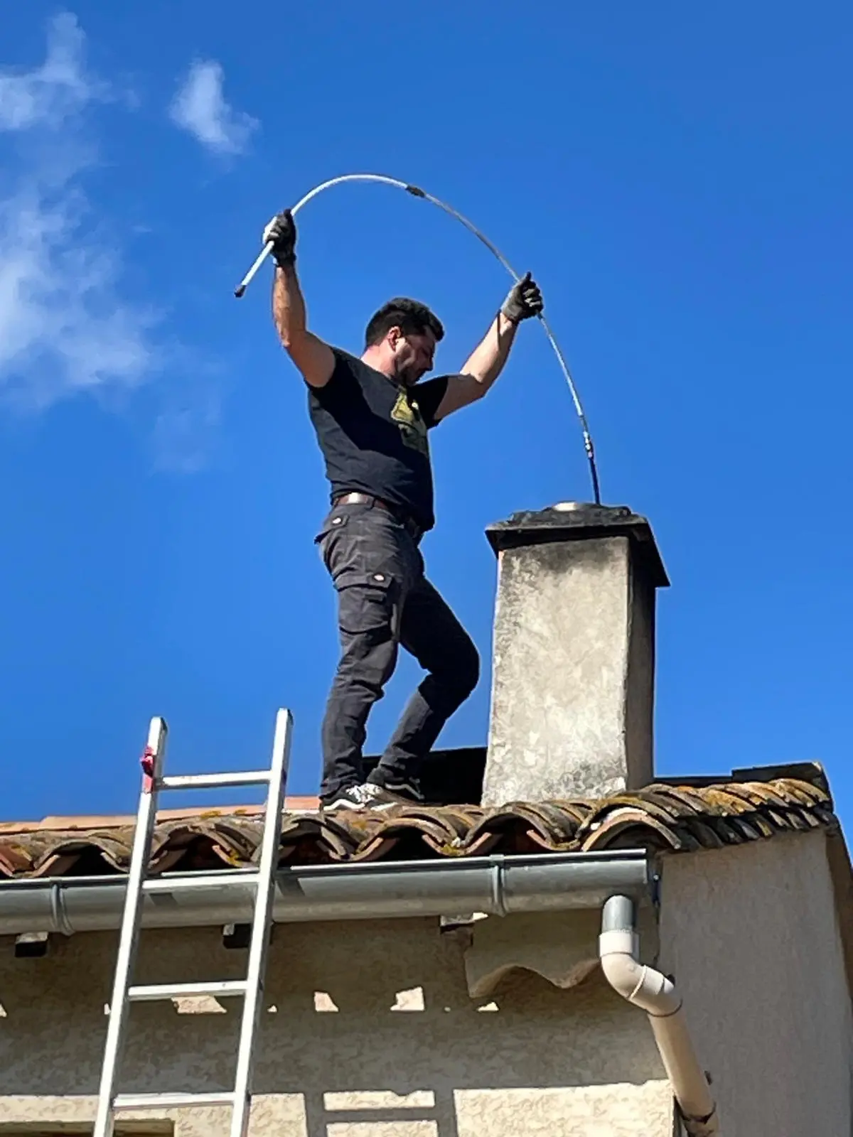 Ramonage d'une cheminée à insert